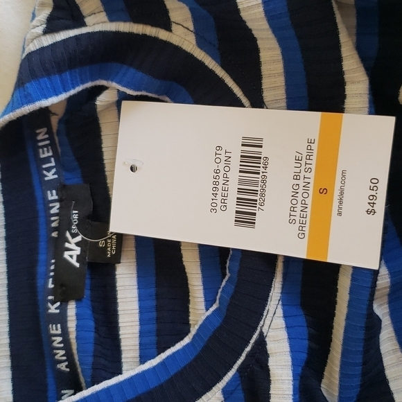 Anne Klein Women's Striped Ribbed Elbow Length Sleeve Top - Size S - Picture 4 of 7